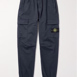 Tapered Cotton Blend Trousers